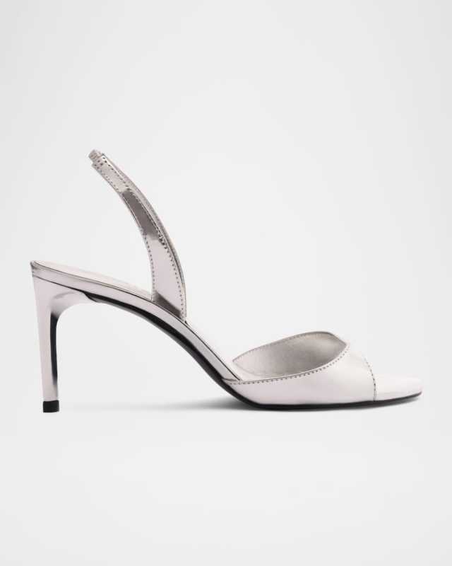 Scarlett Metallic Leather Mid-Heel Slingback Sandals